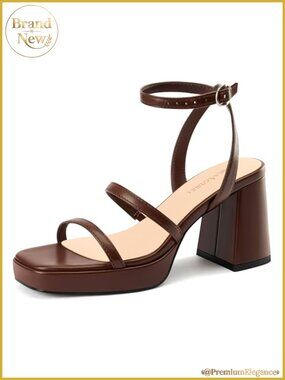Platform Heels Women 3 Inch Chunky Block Sandals Square Open Toe Ankle Strap